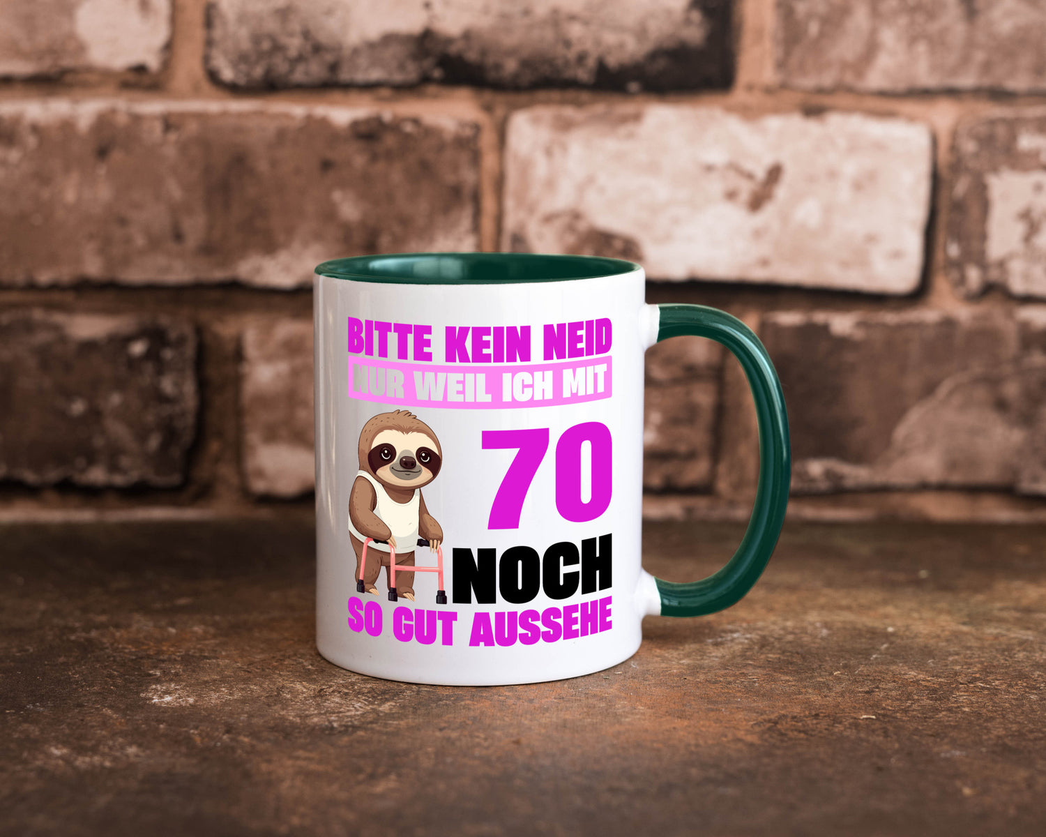 70. Geburtstag | Bitte kein neid Faultier 70 Jahre v2 Humor Geschenkidee Tasse