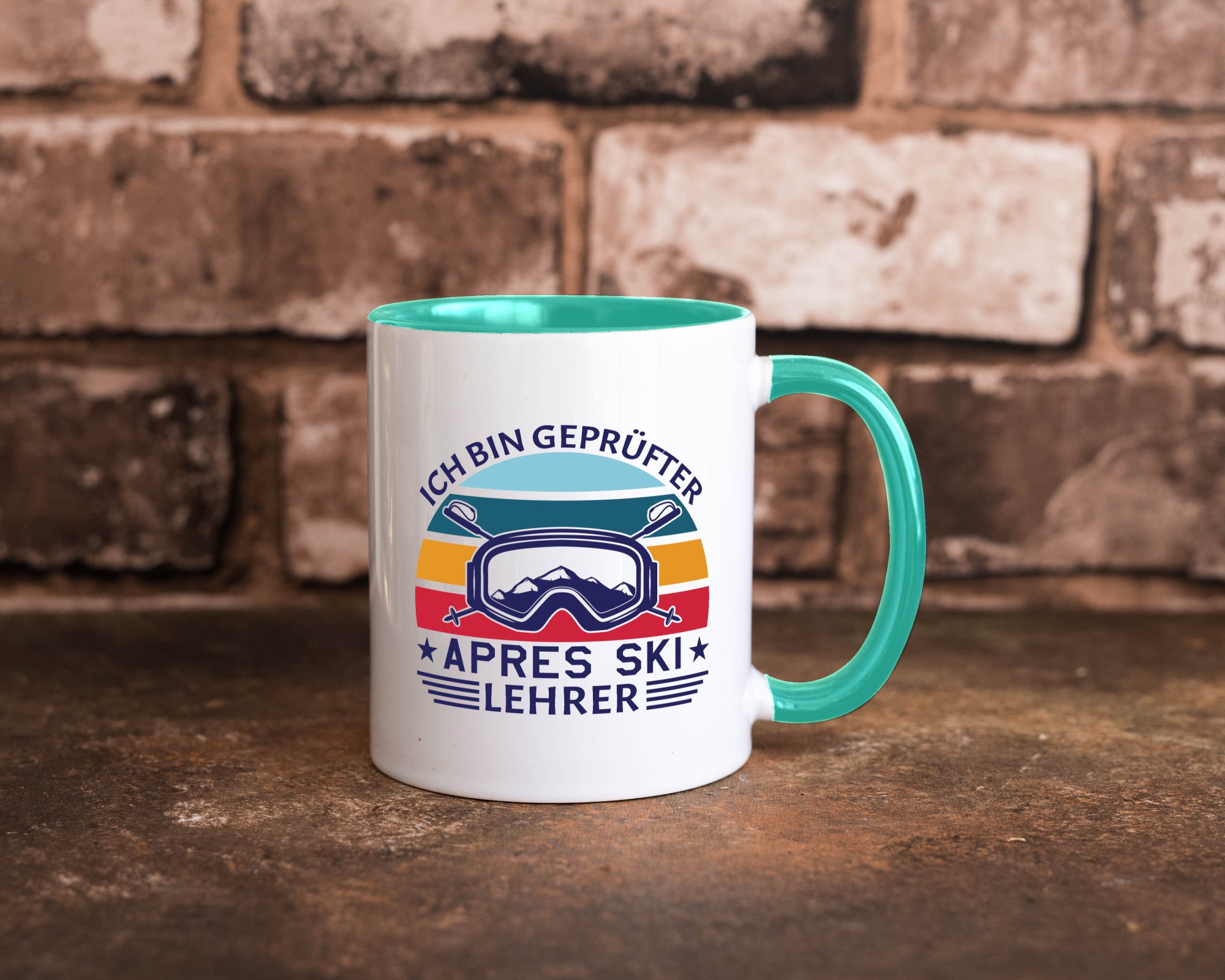 Geprüfter Apres Ski Lehrer | Ski-Brille Berge Ski-Stöck lustig Humor