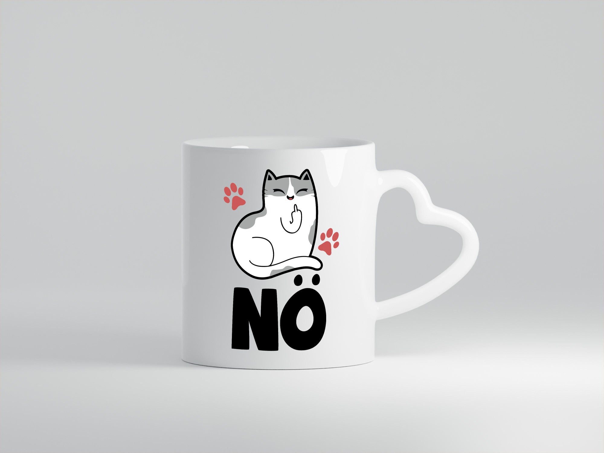 Nö mit Katze Geschenk Tierliebhaber Humor lustiger Spruch Tasse