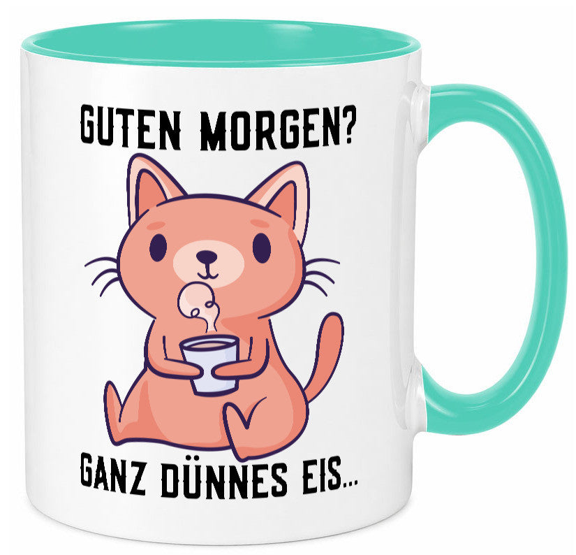 Guten Morgen | Morgenmuffel Dünnes Eis Katze mit Pulli Geschenk Tierliebhaber Tasse