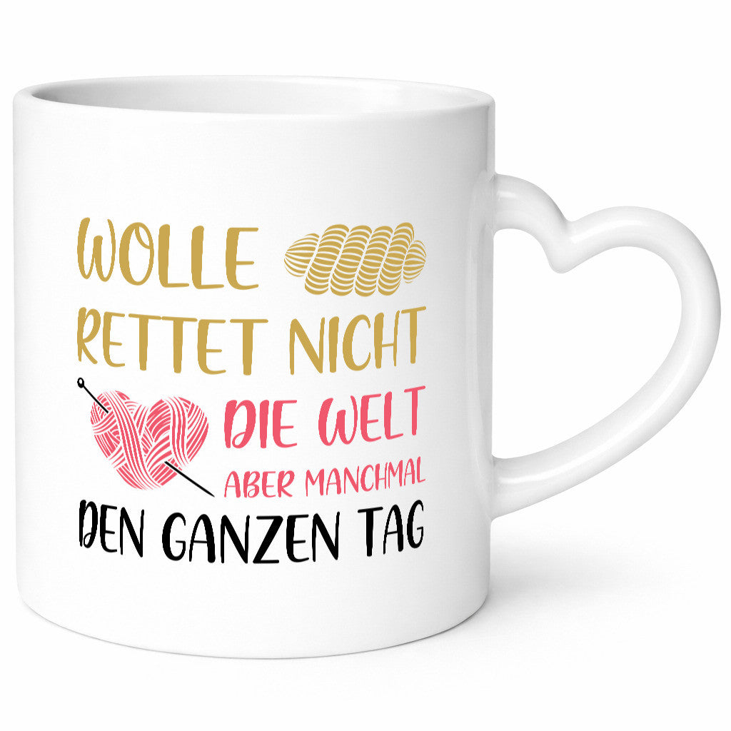 Wolle rettet den ganzen Tag | Wollknäuel Stricknadel lustiger Spruch Geschenk