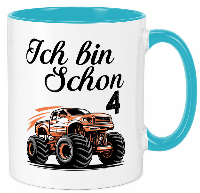 4. Geburtstag | Monster truck 4 Jahre Geschenkidee Humor Tasse