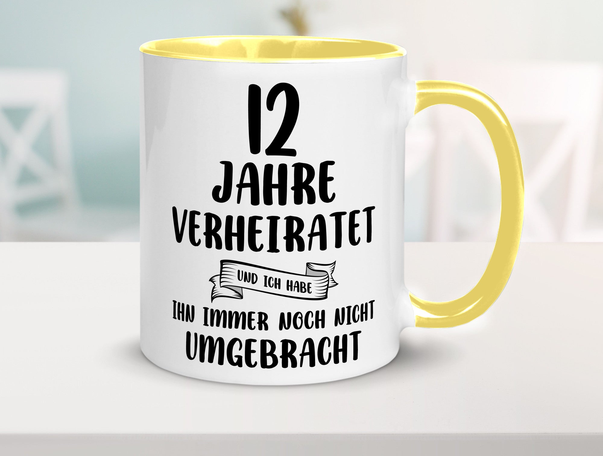 12 Jahre Verheiratet, immer noch am Leben! Geschenkidee Humor Tasse