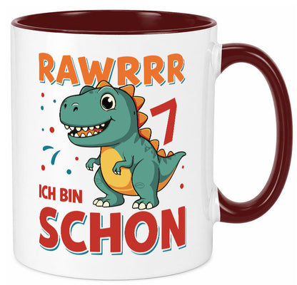 7. Geburtstag | 7 Jahre Raw ich bin schon T-Rex Geschenk Geschenkidee lustiger Tasse