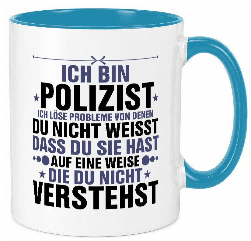 Löse Probleme: Polizist | Polizei v2 Geschenkidee Humor Tasse