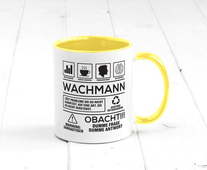 Achtung Probleme Wachmann | Wachpersonal Nachtwächter Geschenkidee Humor Tasse