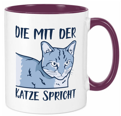 Die mit der Katze spricht | Humor Tierliebhaber Geschenkidee Tasse