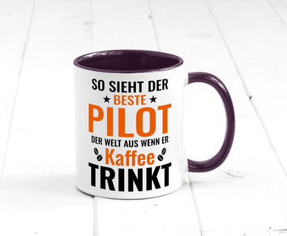 Kaffee trinkt: Pilot | Flugzeug Piloten lustiger Spruch Geschenk Humor