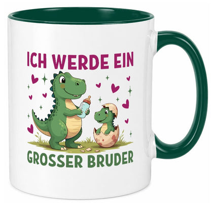 Ich werde ein Großer Bruder | Dino Dinosaurier lustiger Spruch Geschenk Humor Tasse
