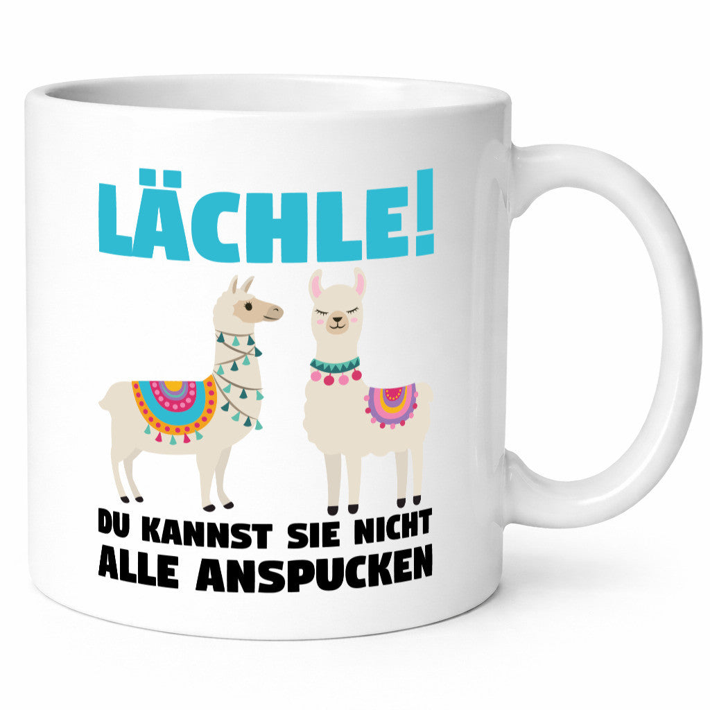 Lächle! | Lama Tasse lustiger Spruch Gelassenheit Humor Geschenkidee
