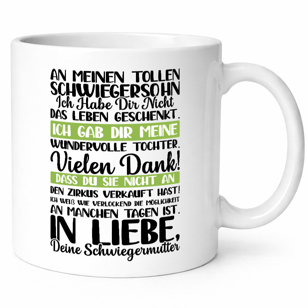 An meinen tollen Schwiegersohn vl2 lustig Familie Geschenkidee Geschenk Tasse