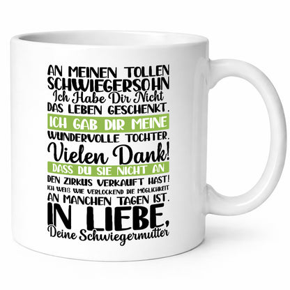 An meinen tollen Schwiegersohn vl2 lustig Familie Geschenkidee Geschenk Tasse