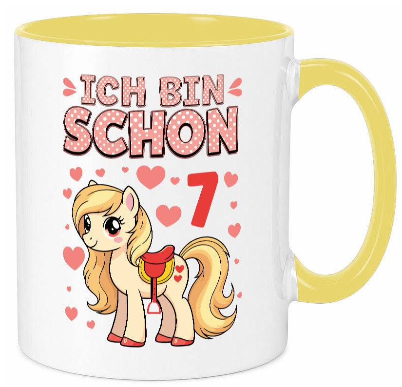 7. Geburtstag | 7 Jahre Mädchen Reiten Pony lustiger Spruch Geschenk Tasse