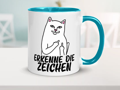 Erkenne die Zeichen | Katze Schatten Mittelfinger Geschenk Tierliebhaber Humor