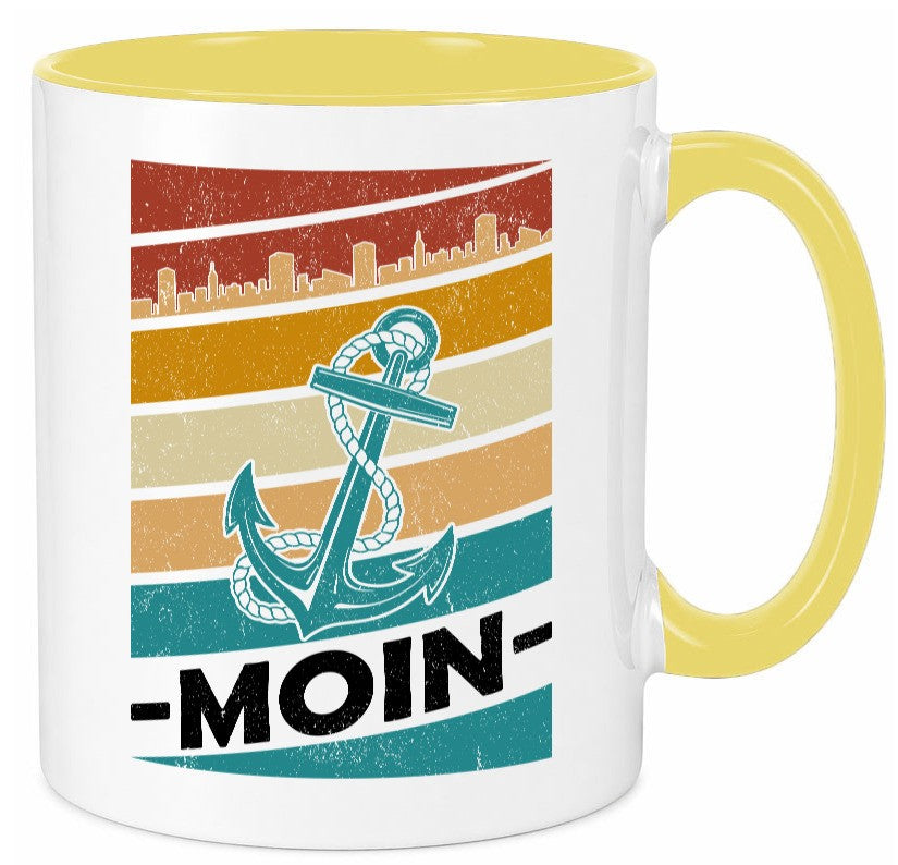 Moin | Kapitän Hafen Anker See Meer Segeln v2 Geschenk Humor Geschenkidee Tasse