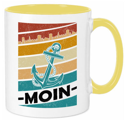 Moin | Kapitän Hafen Anker See Meer Segeln v2 Geschenk Humor Geschenkidee Tasse