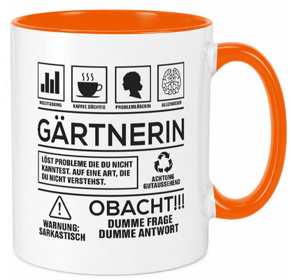 Achtung Probleme Gärtnerin | Gartenbau Humor Geschenkidee Tasse