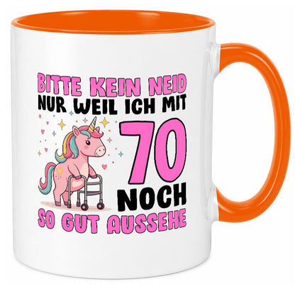 70. Geburtstag | 70 Jahre Mit noch so gut aussehen lustig Geschenkidee Geschenk Tasse