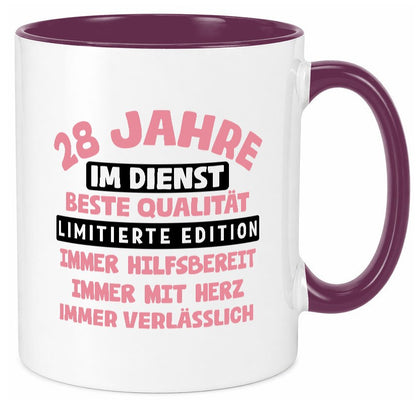 28 Jahre im Dienst | Jubiläum Arbeit v11 Geschenk Kollegen Büro lustiger Spruch Tasse