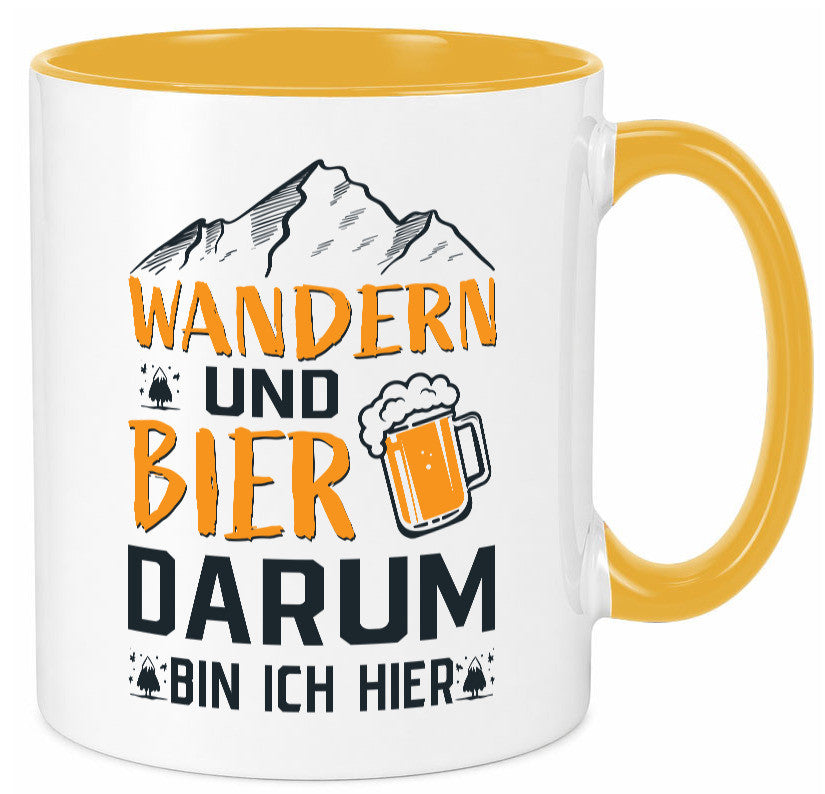 Wandern, Bier, darum hier | Berge Bierglas lustiger Spruch Geschenk Humor Tasse