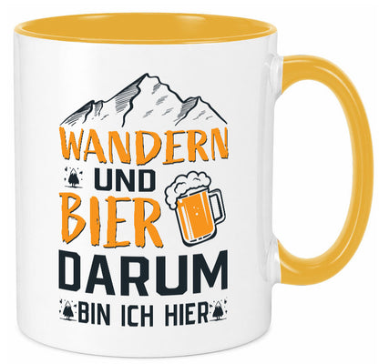 Wandern, Bier, darum hier | Berge Bierglas lustiger Spruch Geschenk Humor Tasse