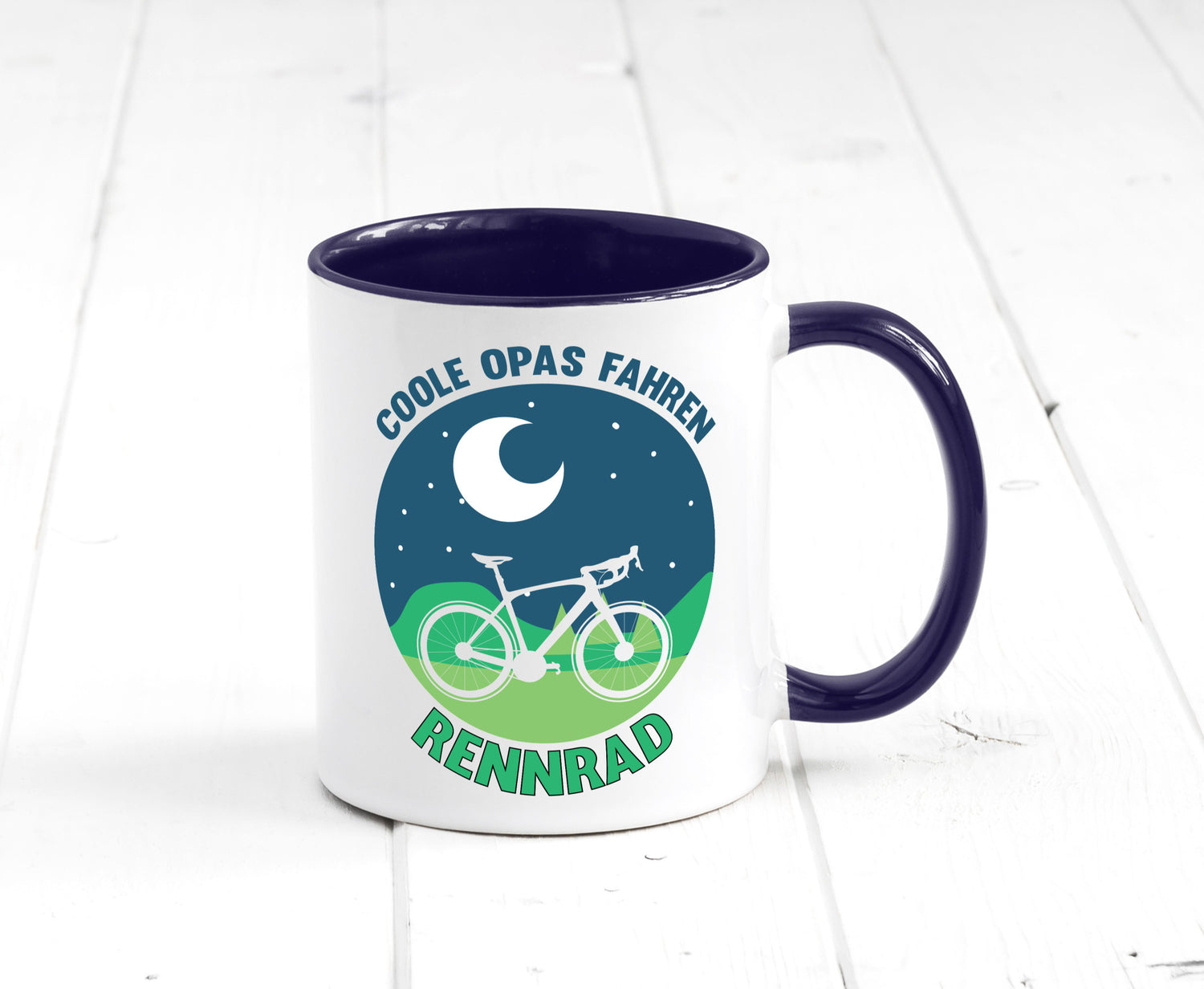 Coole Opas fahren Rennrad | Mond Landschaft Geschenk Familie Geschenkidee