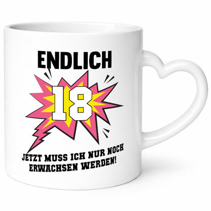 Endlich 18 | Erwachsen werden lustig Humor Geschenkidee Geschenk Tasse