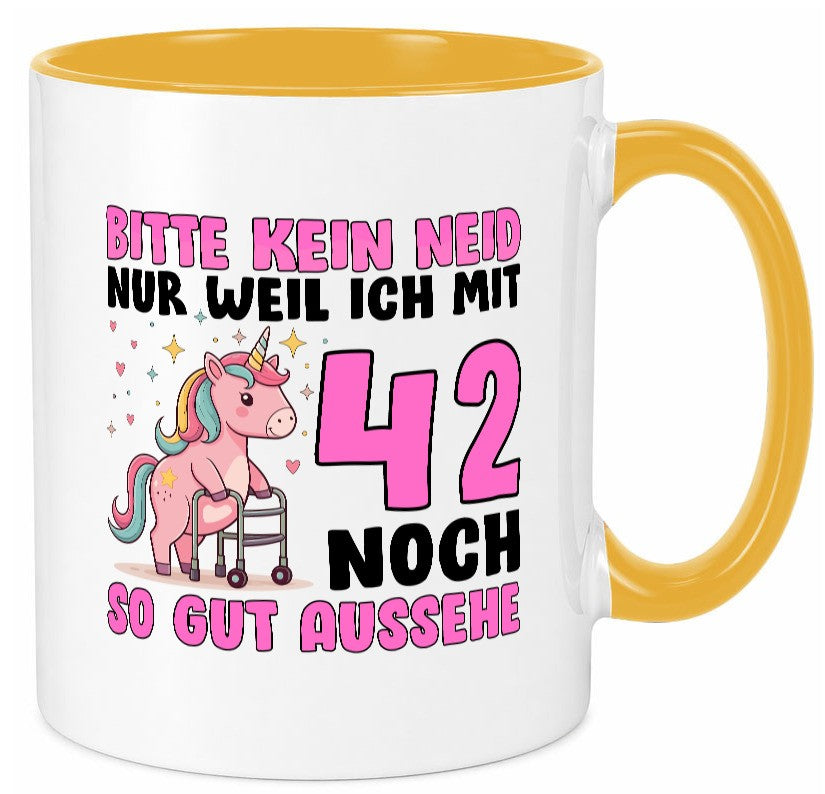 42. Geburtstag | 42 Jahre Mit noch so gut aussehen lustiger Spruch Geschenk Tasse