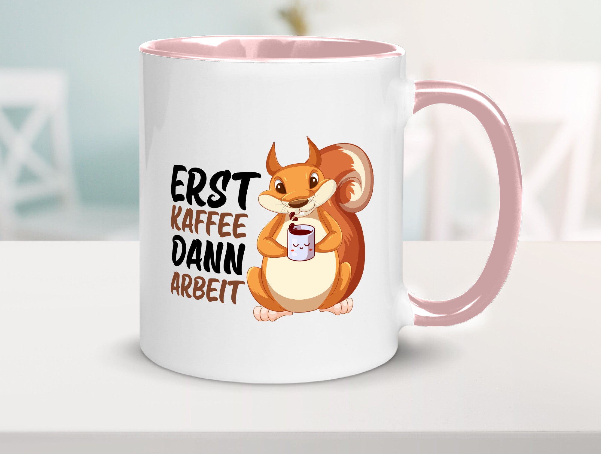 Erst Kaffee dann Arbeit | Büro Eichhörnchen Kaffeefreund Humor Kollegen