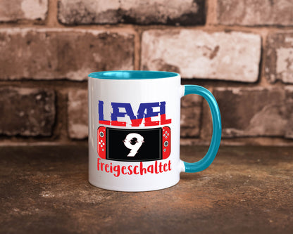 Level 9 Freigeschaltet | 9. Geburtstag Zocker Gamer Humor Geschenkidee Tasse