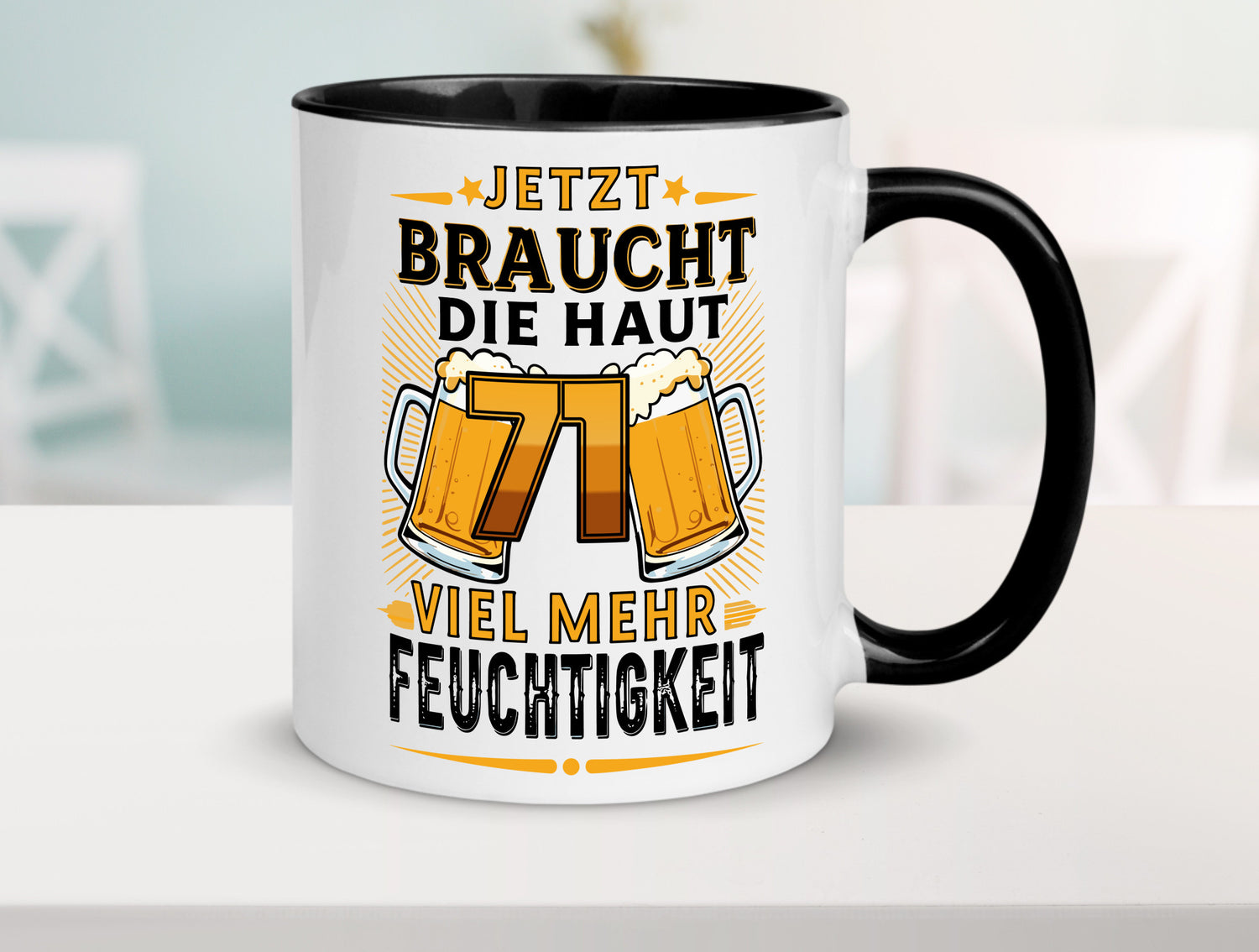 71 braucht die haut mehr Feuchtigkeit | 71. Geburtstag Geschenkidee Humor Tasse