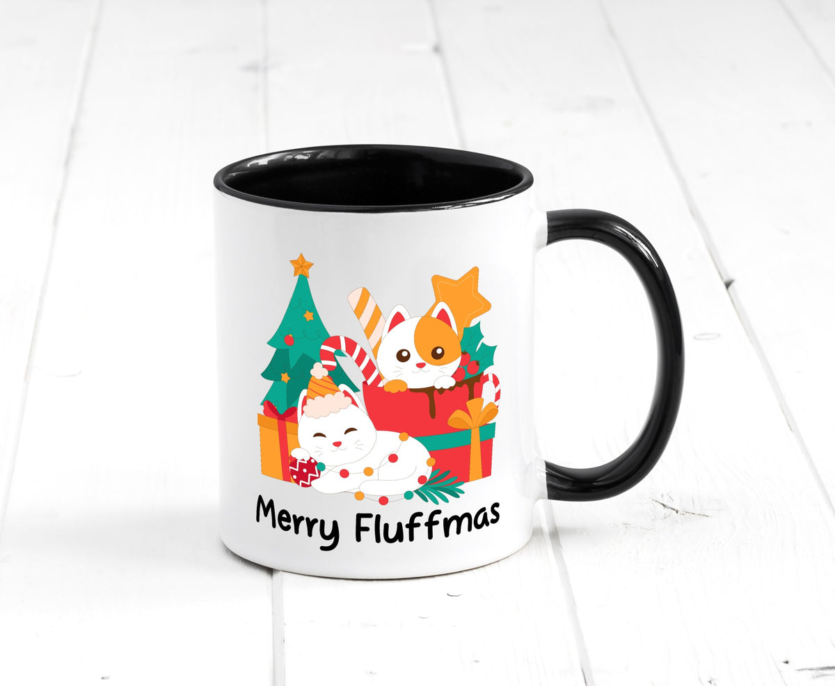 Merry Fluffmas | Weihnachten Katzen weihnachtskatzen lustiger Spruch Geschenk Tasse