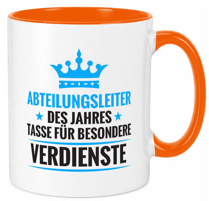 Besonderer Verdienst: Abteilungsleiter| Führungskraft Geschenk Humor Tasse