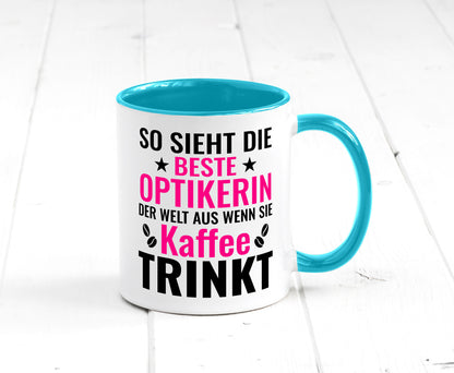 Kaffee trinkt: Optikerin | Augenoptik Geschenkidee Humor Tasse