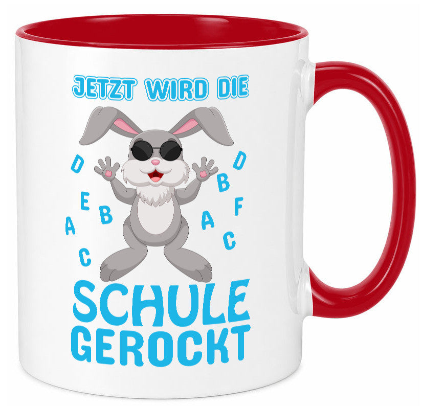 Schule wird gerockt | Schulbeginn Tasse cooler Hase lustiger Spruch Geschenk