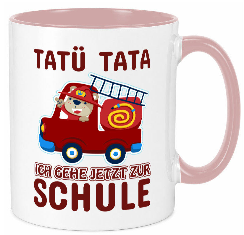Bär in Feuerwehrauto | Tatü Tata Einschulung Tasse Humor Geschenkidee