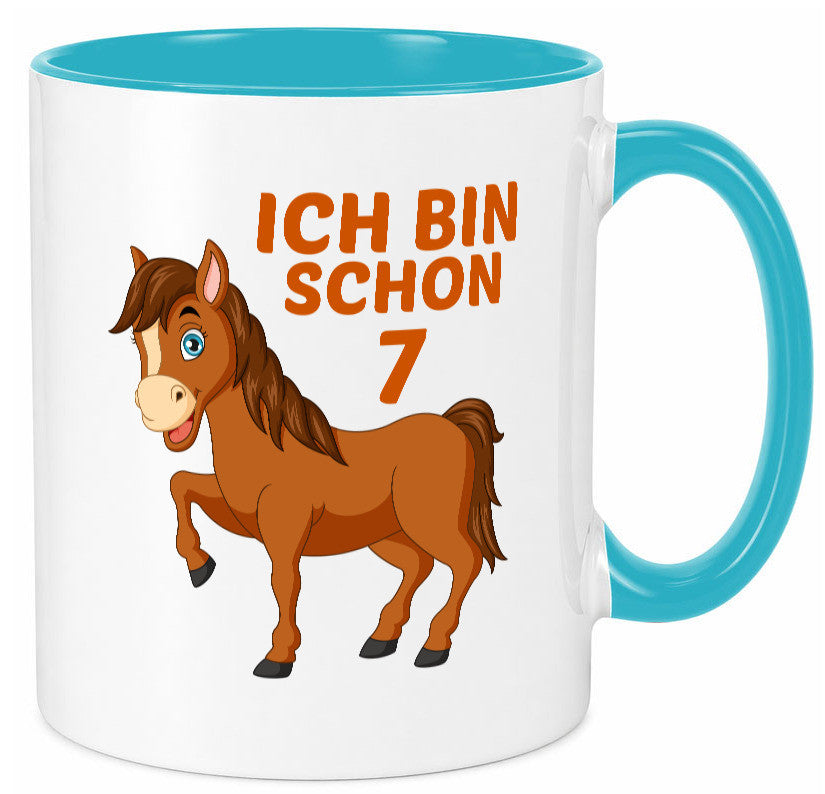 7. Geburtstag | Ich bin schon 7 Pferde Pony Humor Geschenkidee Tasse