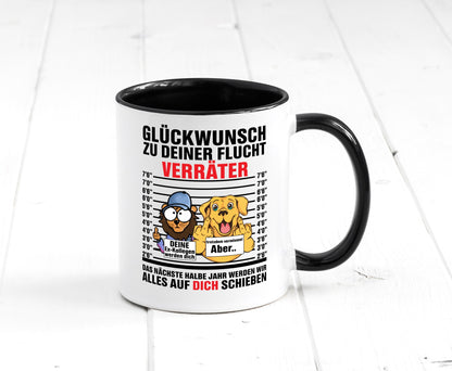 Glüchwunsch zur Flucht | Verräter Ex-Kollegen Humor Arbeit Kollegen Büro Tasse