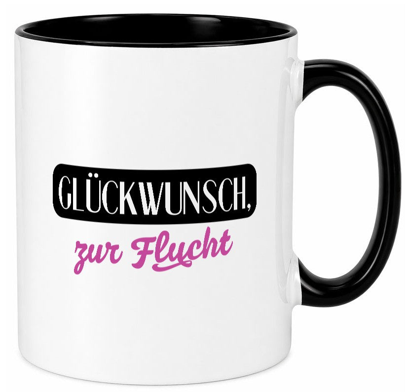 Glückwunsch zur Flucht | Kollegen Jobwechsel Abschied v2 Geschenk Arbeit Büro Tasse