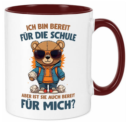 Ich bin bereit für die Schule | Einschulung lustig Humor Geschenkidee Geschenk Tasse