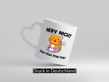 Nerv nicht pew | Katze Zocken Gamer Humor Tierliebhaber Geschenkidee Tasse