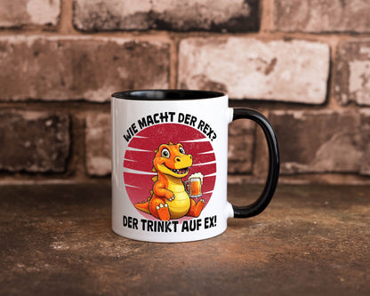 Wie macht der Rex trinkt auf ex | Bier T-Rex v2 lustiger Spruch Geschenk Humor Tasse