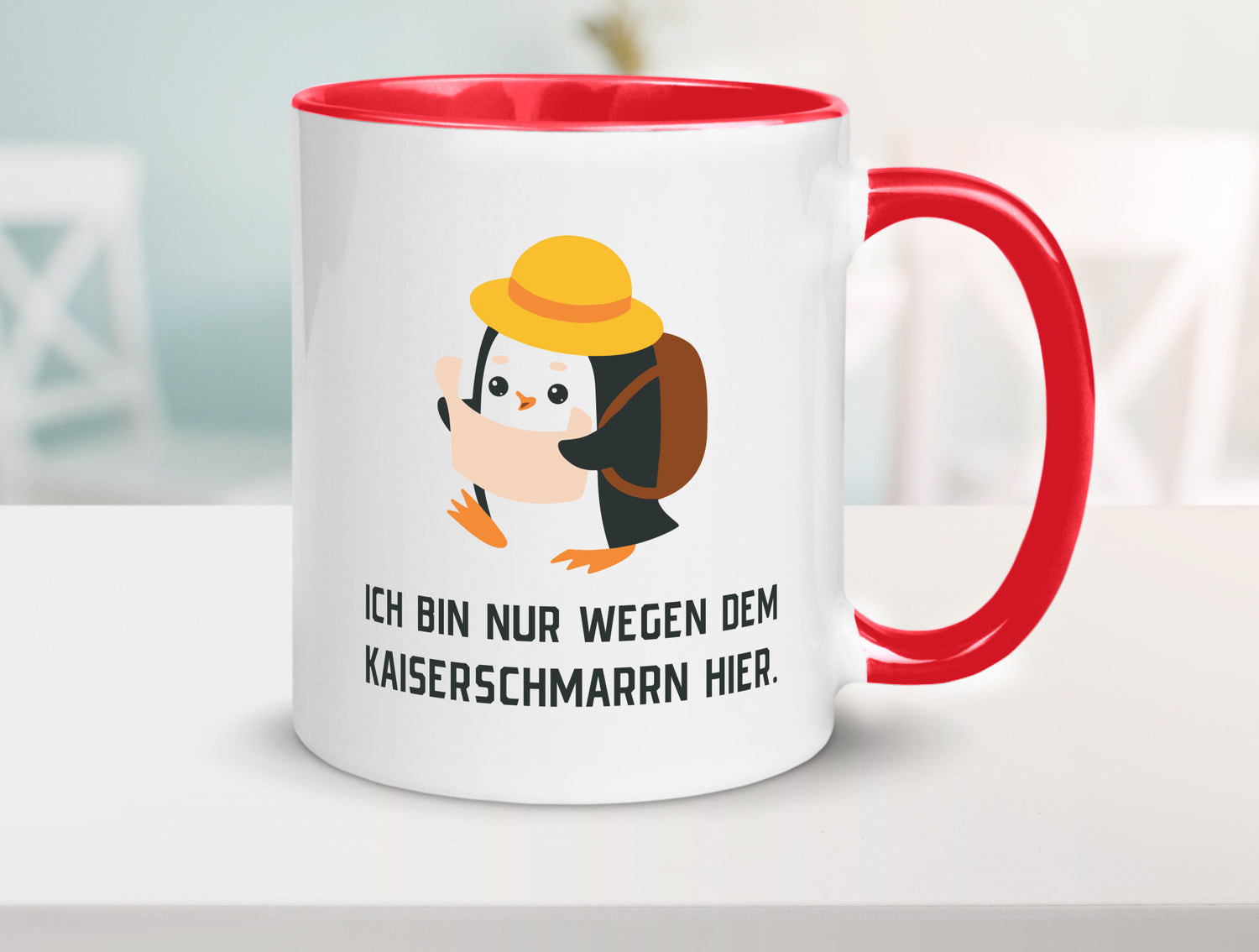 Ich bin nur wegen dem Kaiserschmarrn hier | Pinguin Geschenkidee Humor Tasse