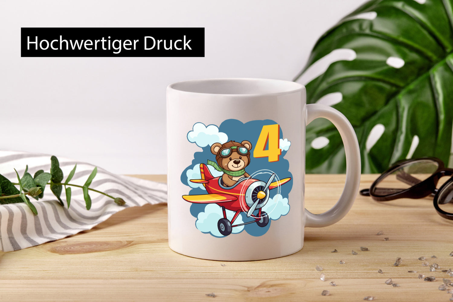 4. Geburtstag | 4 Jahre Kinder Pilot Flugzeug Geschenkidee Humor Tasse