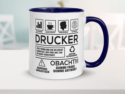 Achtung Probleme Drucker | Druckerei Print Medien Humor Geschenkidee Tasse