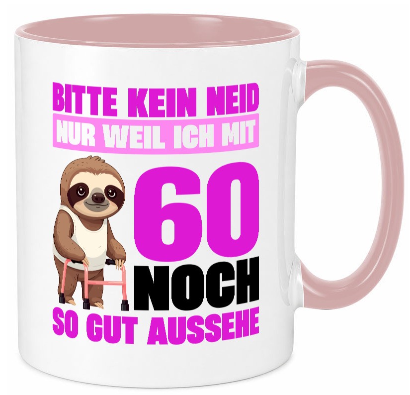 60. Geburtstag | Bitte kein neid Faultier 60 Jahre v2 Geschenk Geschenkidee Tasse
