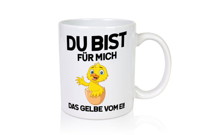 Das Gelbe vom Ei | Süßes Küken mit Eierschale am Kopf Comic v2 lustiger Spruch