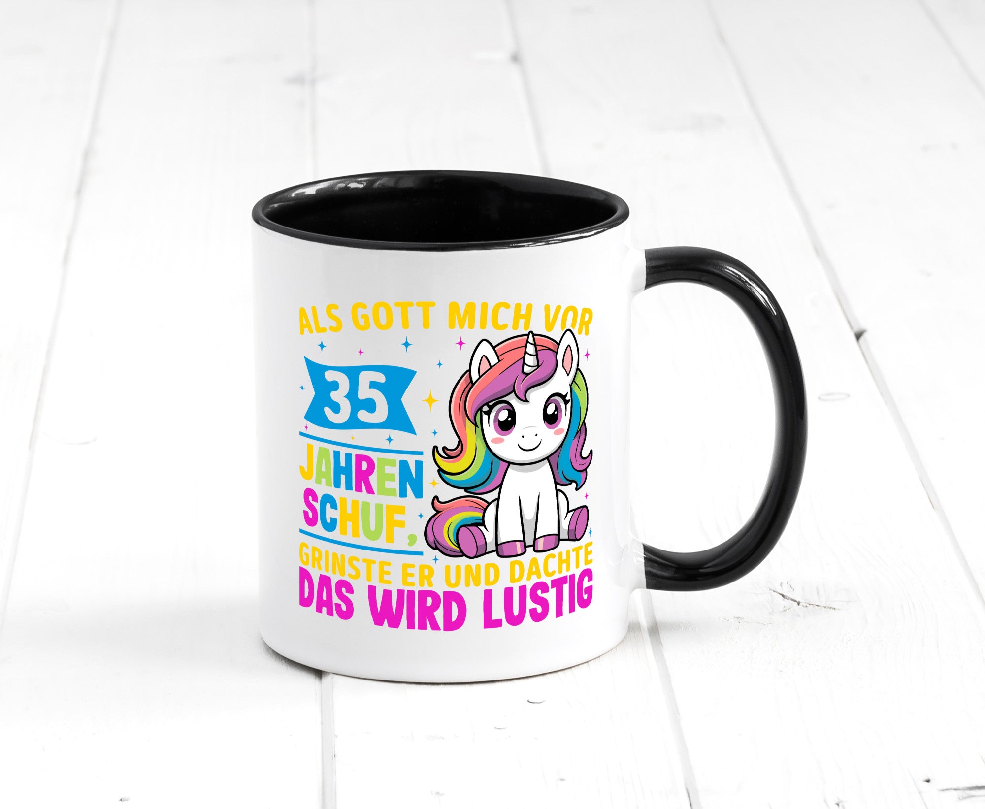 35. Geburtstag | Als Gott mich schuf 40 Jahre v2 Humor Geschenkidee Tasse