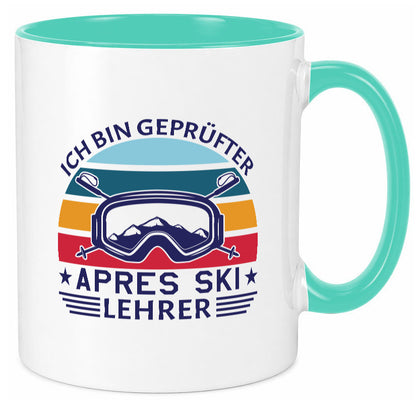Geprüfter Apres Ski Lehrer | Ski-Brille Berge Ski-Stöck lustig Humor