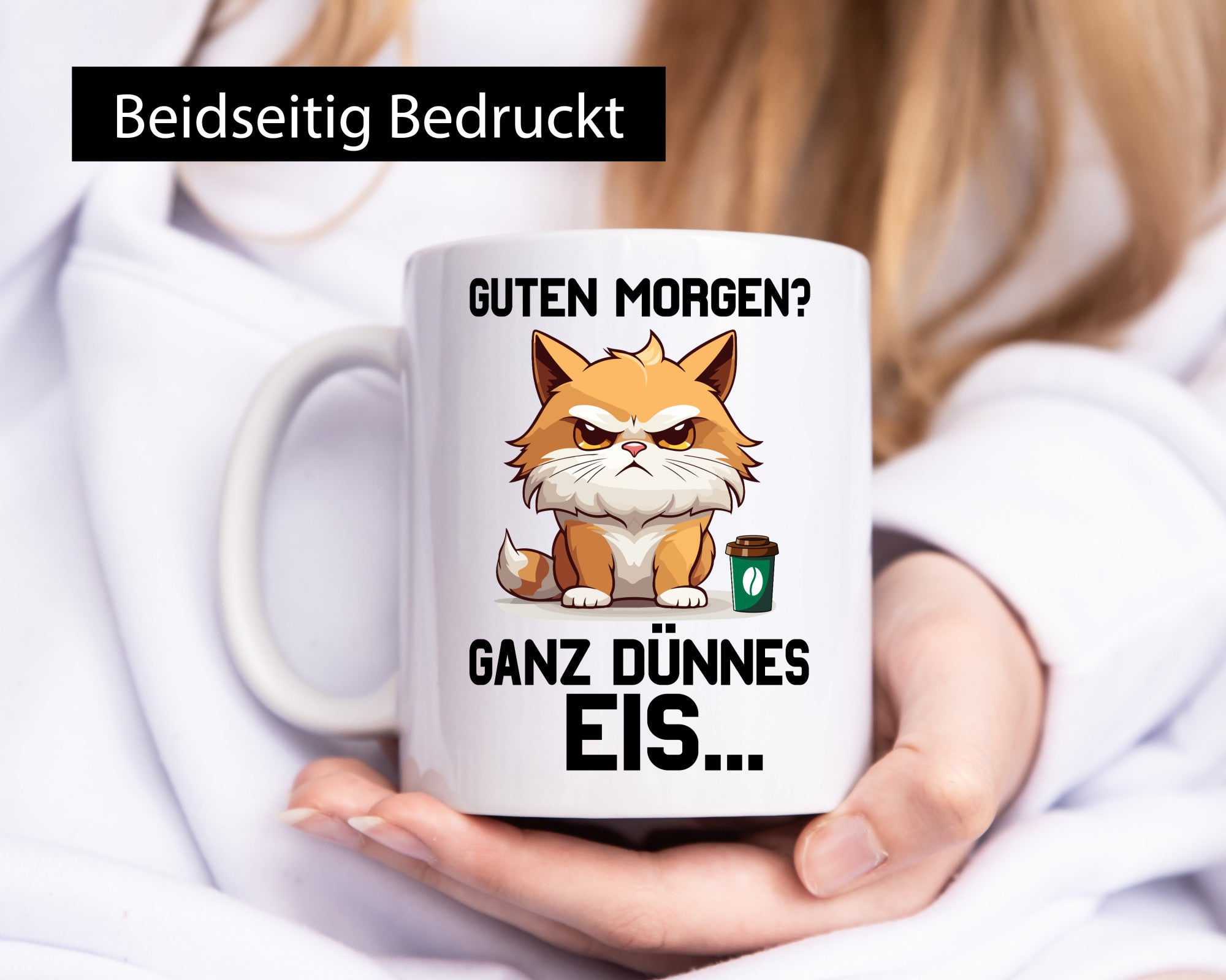 Guten Morge! Ganz dünnes Eis | Katze Morgen muffel Humor Tierliebhaber